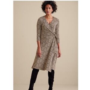 Soft Surroundings Damaria Dress Leopard Print Wrap Midi Size 2X